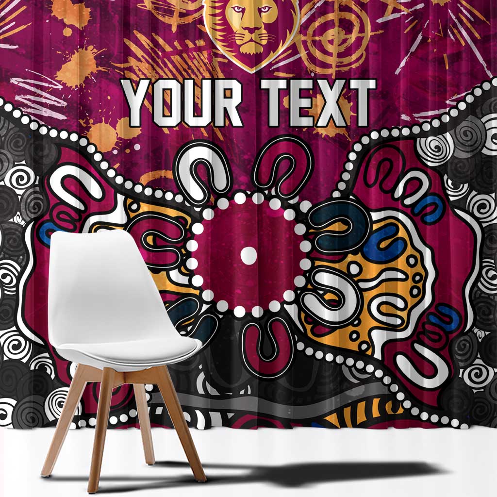Personalized Brisbane Lions Window Curtain Aboriginal Dot Painting Graffiti Style