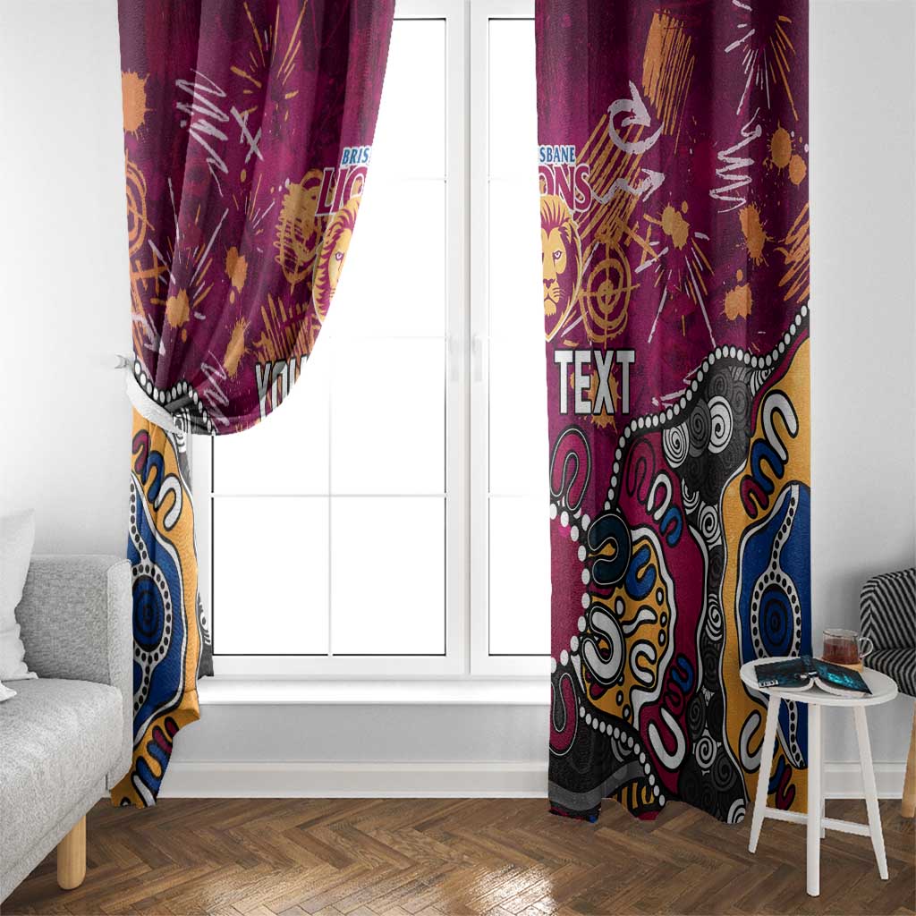 Personalized Brisbane Lions Window Curtain Aboriginal Dot Painting Graffiti Style