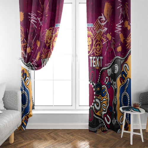 Personalized Brisbane Lions Window Curtain Aboriginal Dot Painting Graffiti Style