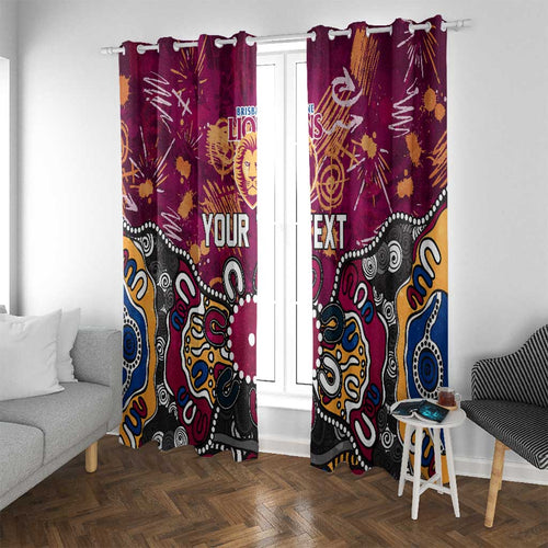 Personalized Brisbane Lions Window Curtain Aboriginal Dot Painting Graffiti Style