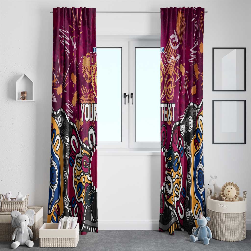 Personalized Brisbane Lions Window Curtain Aboriginal Dot Painting Graffiti Style