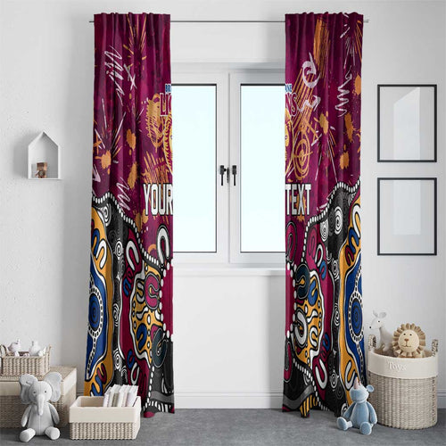 Personalized Brisbane Lions Window Curtain Aboriginal Dot Painting Graffiti Style