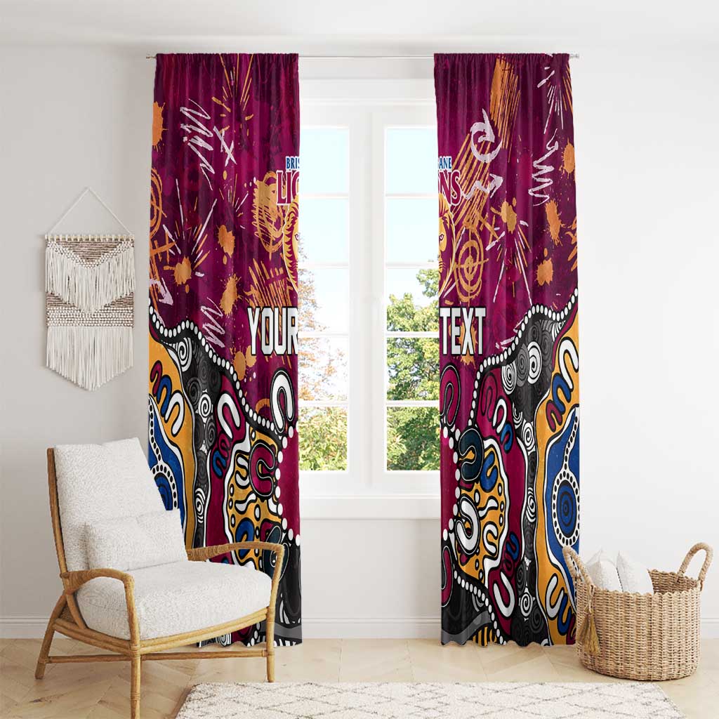 Personalized Brisbane Lions Window Curtain Aboriginal Dot Painting Graffiti Style