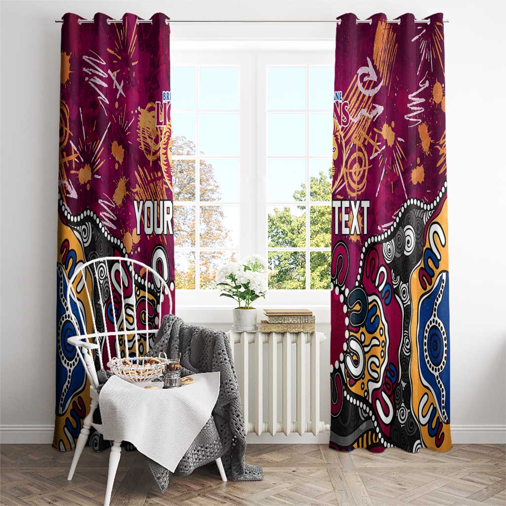 Personalized Brisbane Lions Window Curtain Aboriginal Dot Painting Graffiti Style