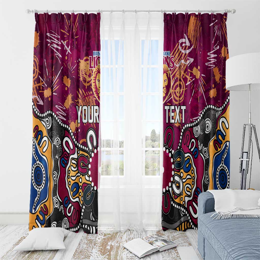 Personalized Brisbane Lions Window Curtain Aboriginal Dot Painting Graffiti Style