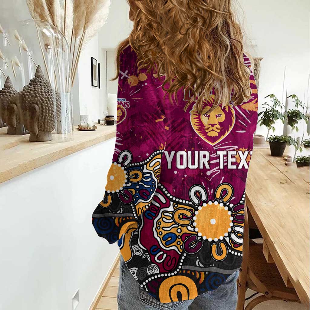 Personalized Brisbane Lions Women Casual Shirt Aboriginal Dot Painting Graffiti Style