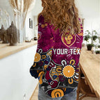 Personalized Brisbane Lions Women Casual Shirt Aboriginal Dot Painting Graffiti Style