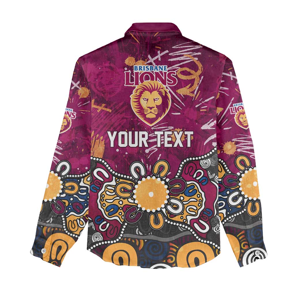 Personalized Brisbane Lions Women Casual Shirt Aboriginal Dot Painting Graffiti Style