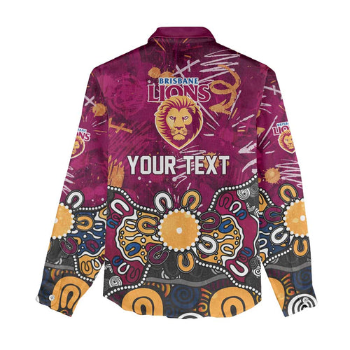 Personalized Brisbane Lions Women Casual Shirt Aboriginal Dot Painting Graffiti Style