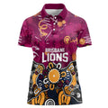 Personalized Brisbane Lions Women Polo Shirt Aboriginal Dot Painting Graffiti Style