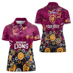 Personalized Brisbane Lions Women Polo Shirt Aboriginal Dot Painting Graffiti Style
