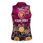 Personalized Brisbane Lions Women Sleeveless Polo Shirt Aboriginal Dot Painting Graffiti Style