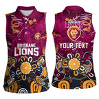 Personalized Brisbane Lions Women Sleeveless Polo Shirt Aboriginal Dot Painting Graffiti Style