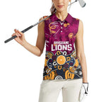 Personalized Brisbane Lions Women Sleeveless Polo Shirt Aboriginal Dot Painting Graffiti Style