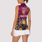 Personalized Brisbane Lions Women Sleeveless Polo Shirt Aboriginal Dot Painting Graffiti Style