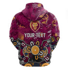 Personalized Brisbane Lions Zip Hoodie Aboriginal Dot Painting Graffiti Style