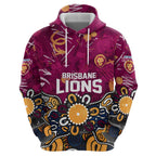 Personalized Brisbane Lions Zip Hoodie Aboriginal Dot Painting Graffiti Style