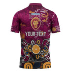 Personalized Brisbane Lions Zipper Polo Shirt Aboriginal Dot Painting Graffiti Style