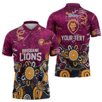 Personalized Brisbane Lions Zipper Polo Shirt Aboriginal Dot Painting Graffiti Style