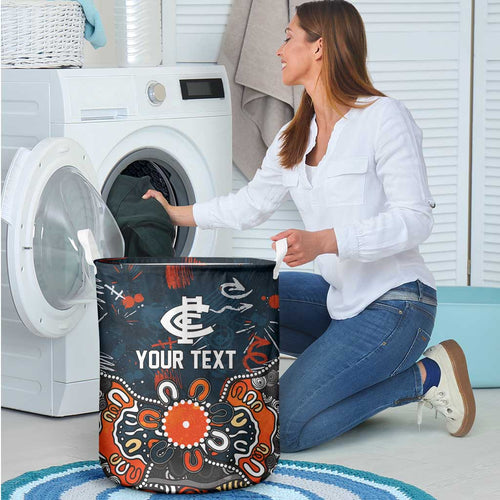 Personalized Carlton Blues Laundry Basket Aboriginal Dot Painting Graffiti Style