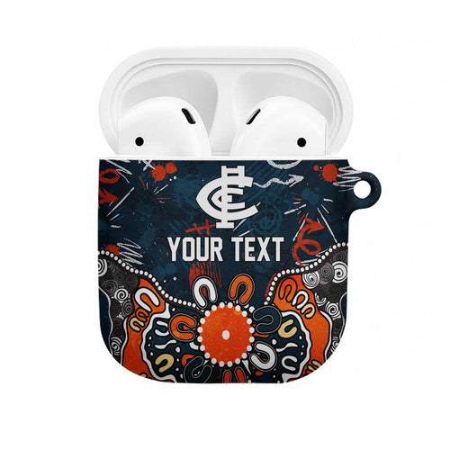 Personalized Carlton Blues AirPods Case Aboriginal Dot Painting Graffiti Style