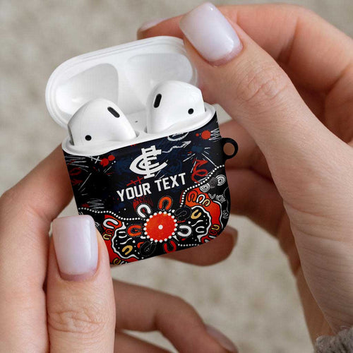 Personalized Carlton Blues AirPods Case Aboriginal Dot Painting Graffiti Style