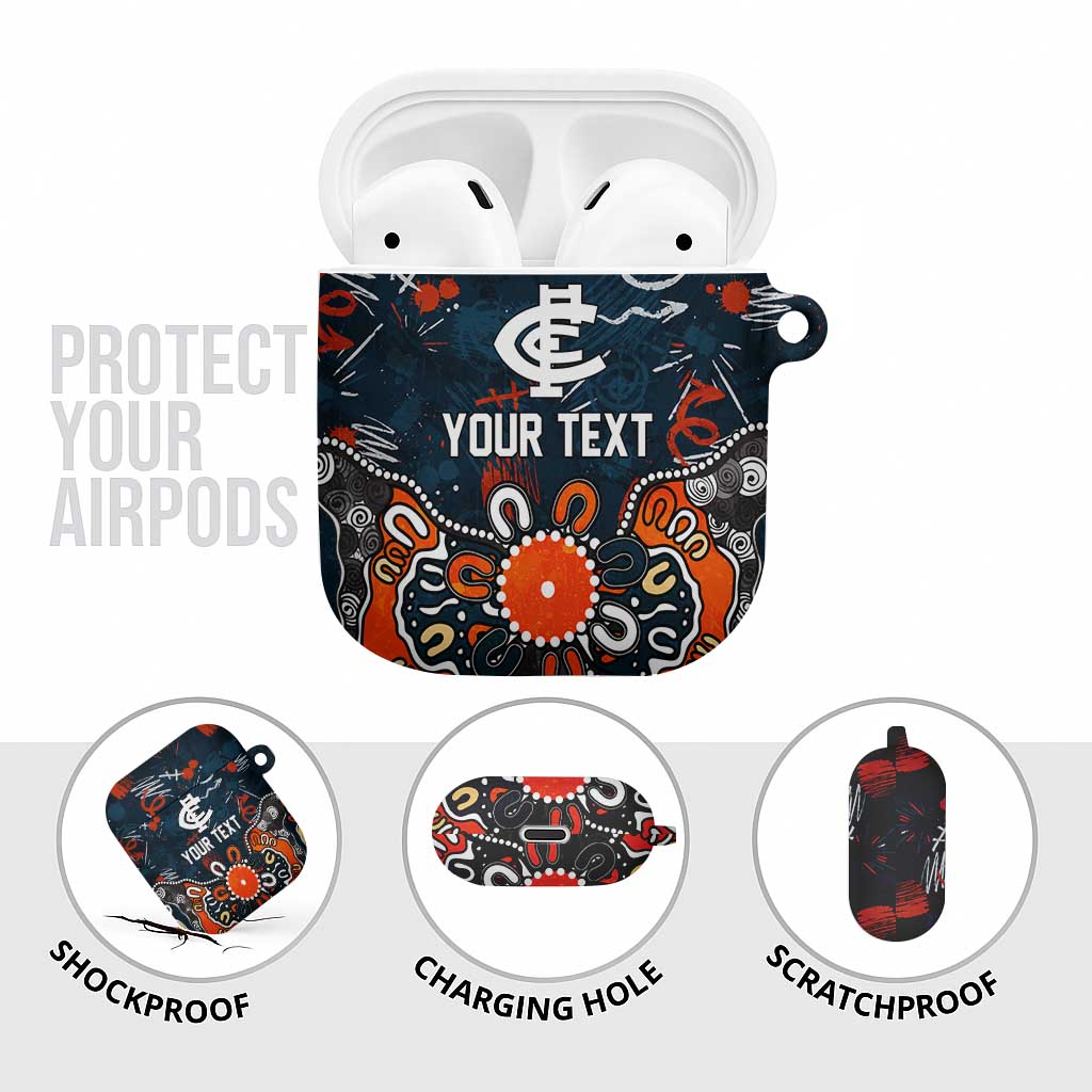Personalized Carlton Blues AirPods Case Aboriginal Dot Painting Graffiti Style
