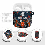 Personalized Carlton Blues AirPods Case Aboriginal Dot Painting Graffiti Style