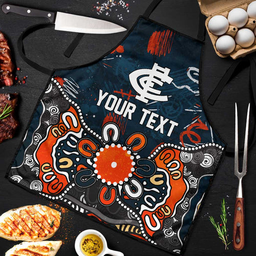 Personalized Carlton Blues Apron Aboriginal Dot Painting Graffiti Style
