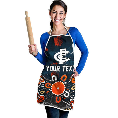 Personalized Carlton Blues Apron Aboriginal Dot Painting Graffiti Style