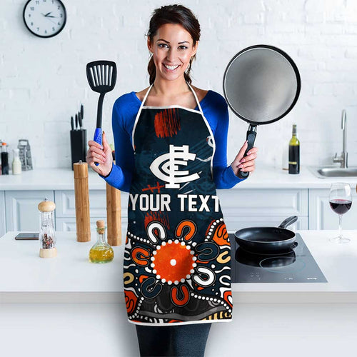Personalized Carlton Blues Apron Aboriginal Dot Painting Graffiti Style