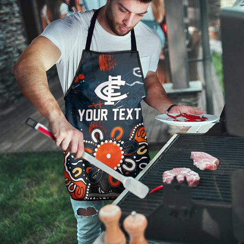 Personalized Carlton Blues Apron Aboriginal Dot Painting Graffiti Style