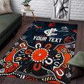 Personalized Carlton Blues Area Rug Aboriginal Dot Painting Graffiti Style