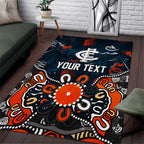 Personalized Carlton Blues Area Rug Aboriginal Dot Painting Graffiti Style