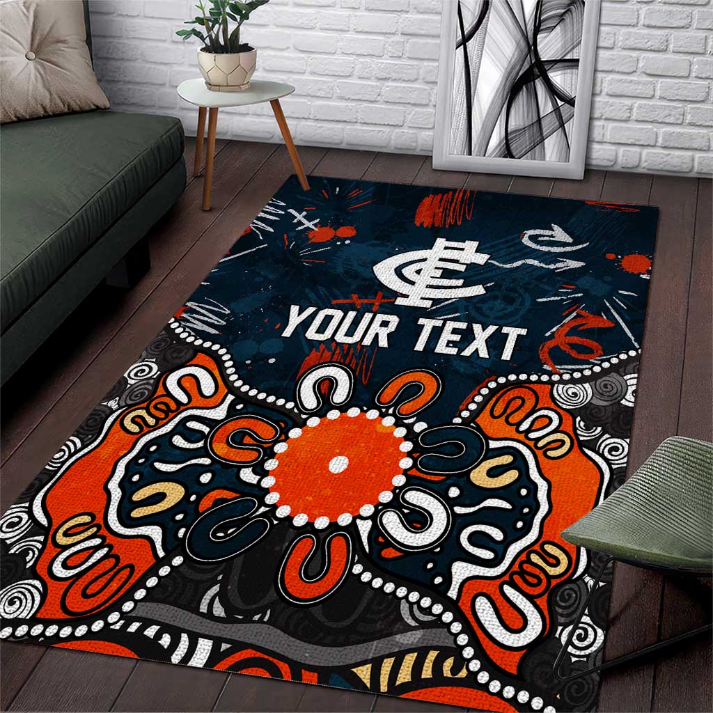 Personalized Carlton Blues Area Rug Aboriginal Dot Painting Graffiti Style
