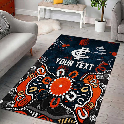 Personalized Carlton Blues Area Rug Aboriginal Dot Painting Graffiti Style