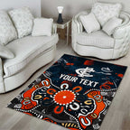 Personalized Carlton Blues Area Rug Aboriginal Dot Painting Graffiti Style