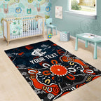Personalized Carlton Blues Area Rug Aboriginal Dot Painting Graffiti Style