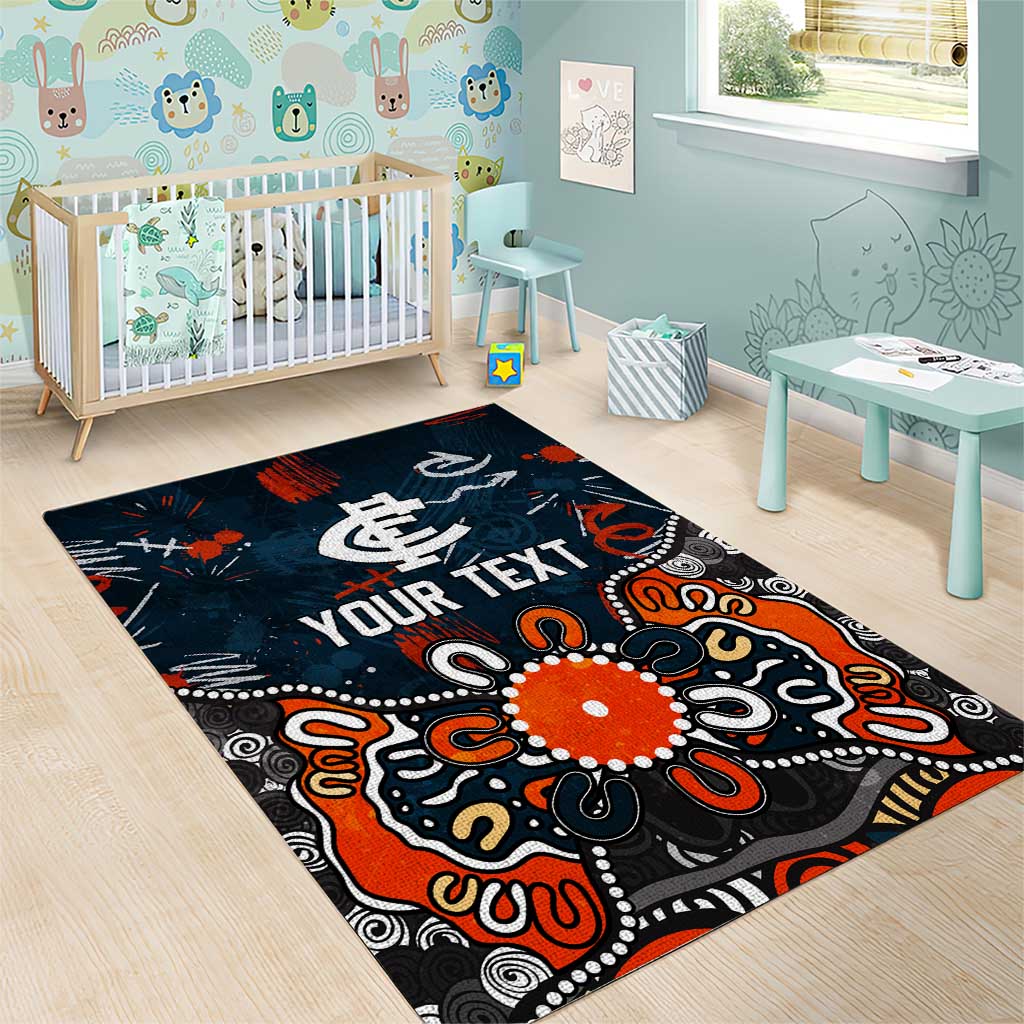 Personalized Carlton Blues Area Rug Aboriginal Dot Painting Graffiti Style