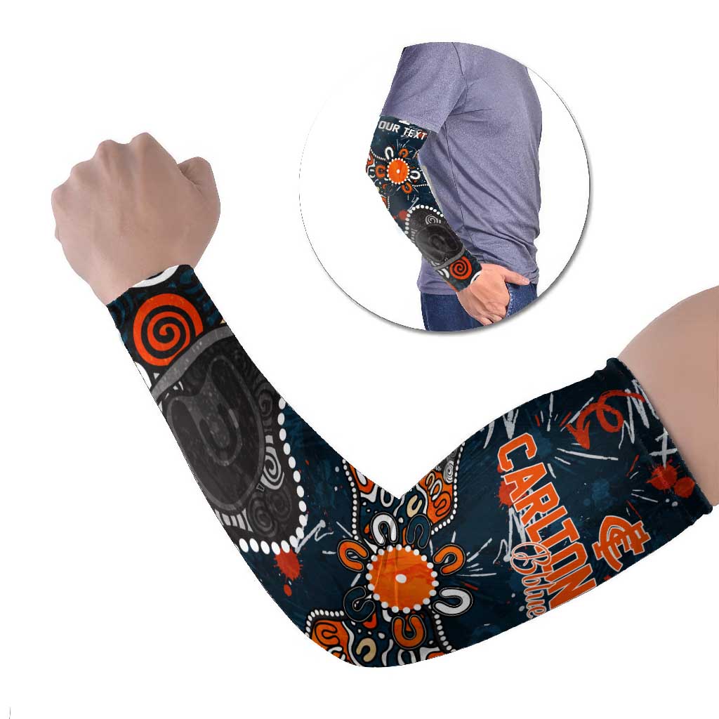 Personalized Carlton Blues Arm Sleeves Aboriginal Dot Painting Graffiti Style