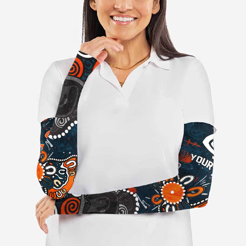 Personalized Carlton Blues Arm Sleeves Aboriginal Dot Painting Graffiti Style