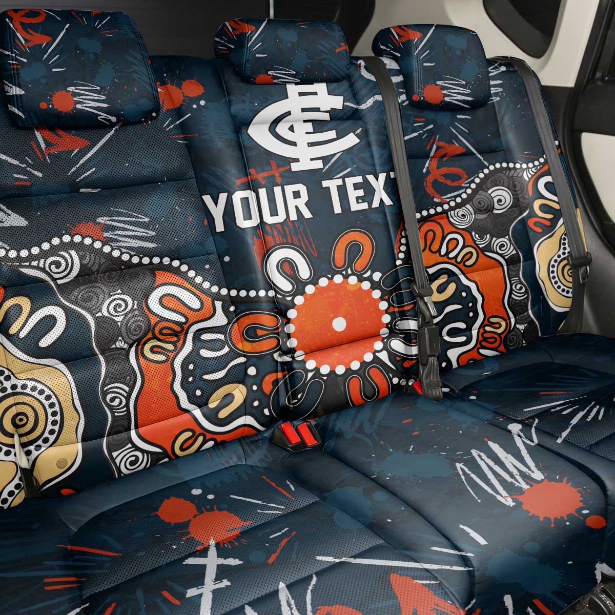 Personalized Carlton Blues Back Car Seat Cover Aboriginal Dot Painting Graffiti Style