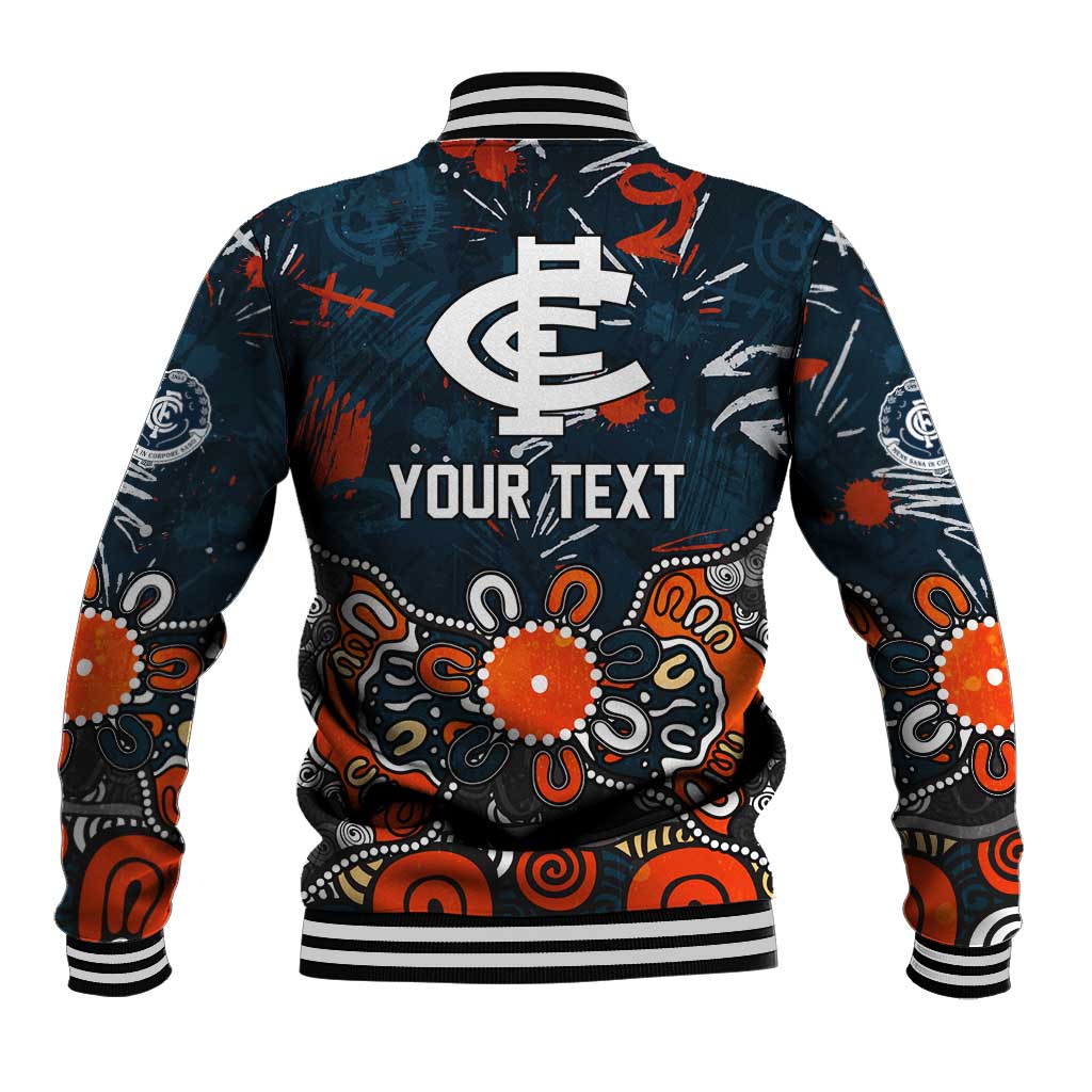 Personalized Carlton Blues Baseball Jacket Aboriginal Dot Painting Graffiti Style