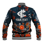 Personalized Carlton Blues Baseball Jacket Aboriginal Dot Painting Graffiti Style