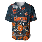 Personalized Carlton Blues Baseball Jersey Aboriginal Dot Painting Graffiti Style
