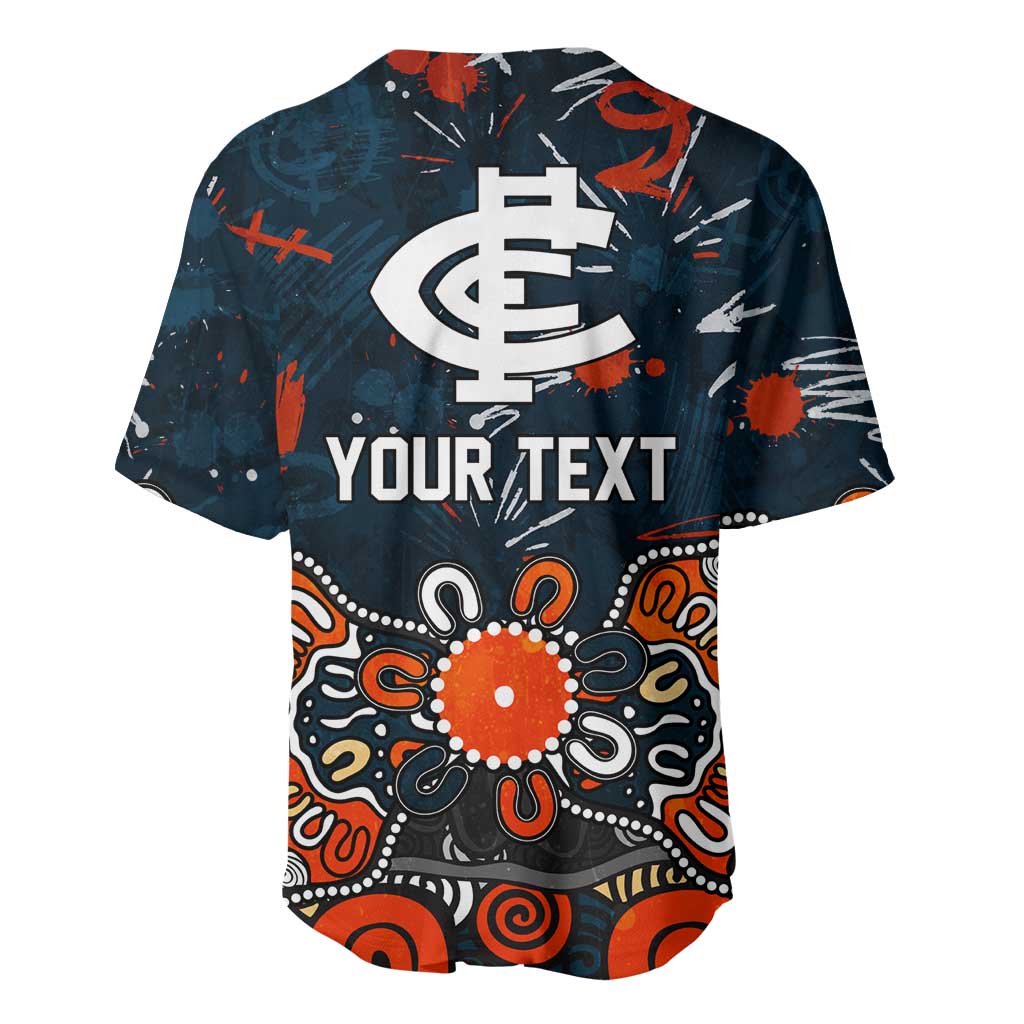 Personalized Carlton Blues Baseball Jersey Aboriginal Dot Painting Graffiti Style
