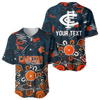 Personalized Carlton Blues Baseball Jersey Aboriginal Dot Painting Graffiti Style