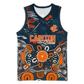 Personalized Carlton Blues Basketball Jersey Aboriginal Dot Painting Graffiti Style