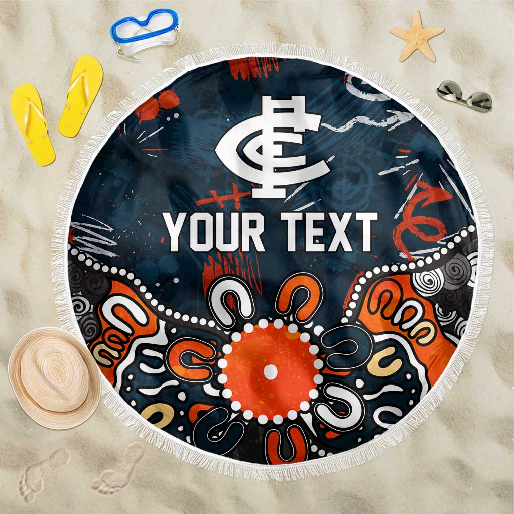 Personalized Carlton Blues Beach Blanket Aboriginal Dot Painting Graffiti Style