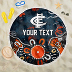 Personalized Carlton Blues Beach Blanket Aboriginal Dot Painting Graffiti Style
